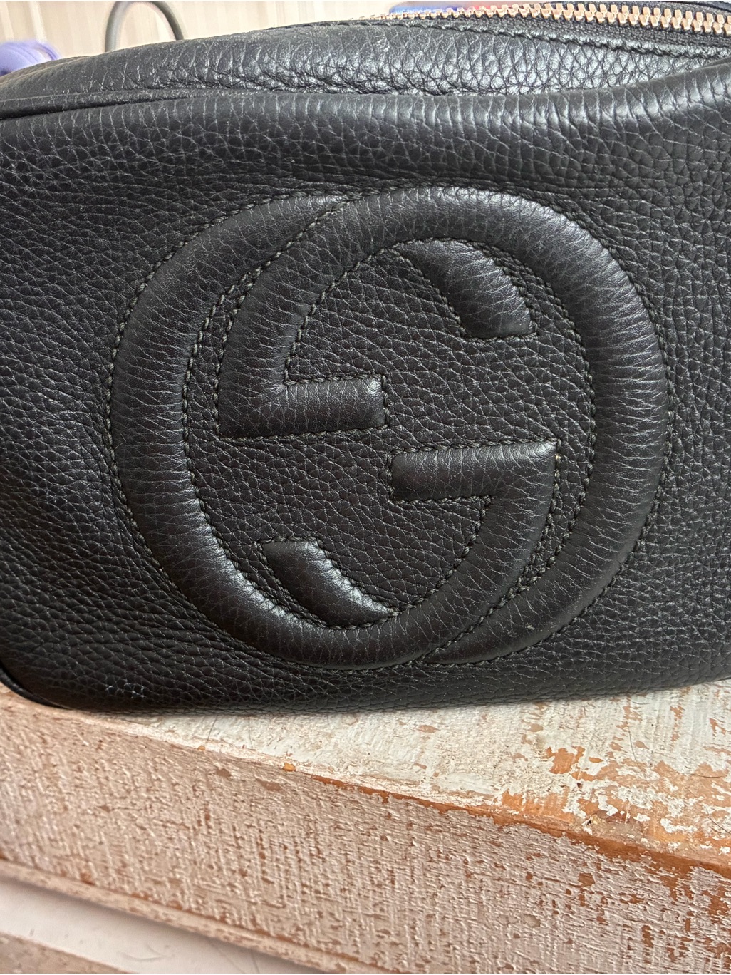 Gucci Black Pebbled Leather Crossbody With Embossed Double G